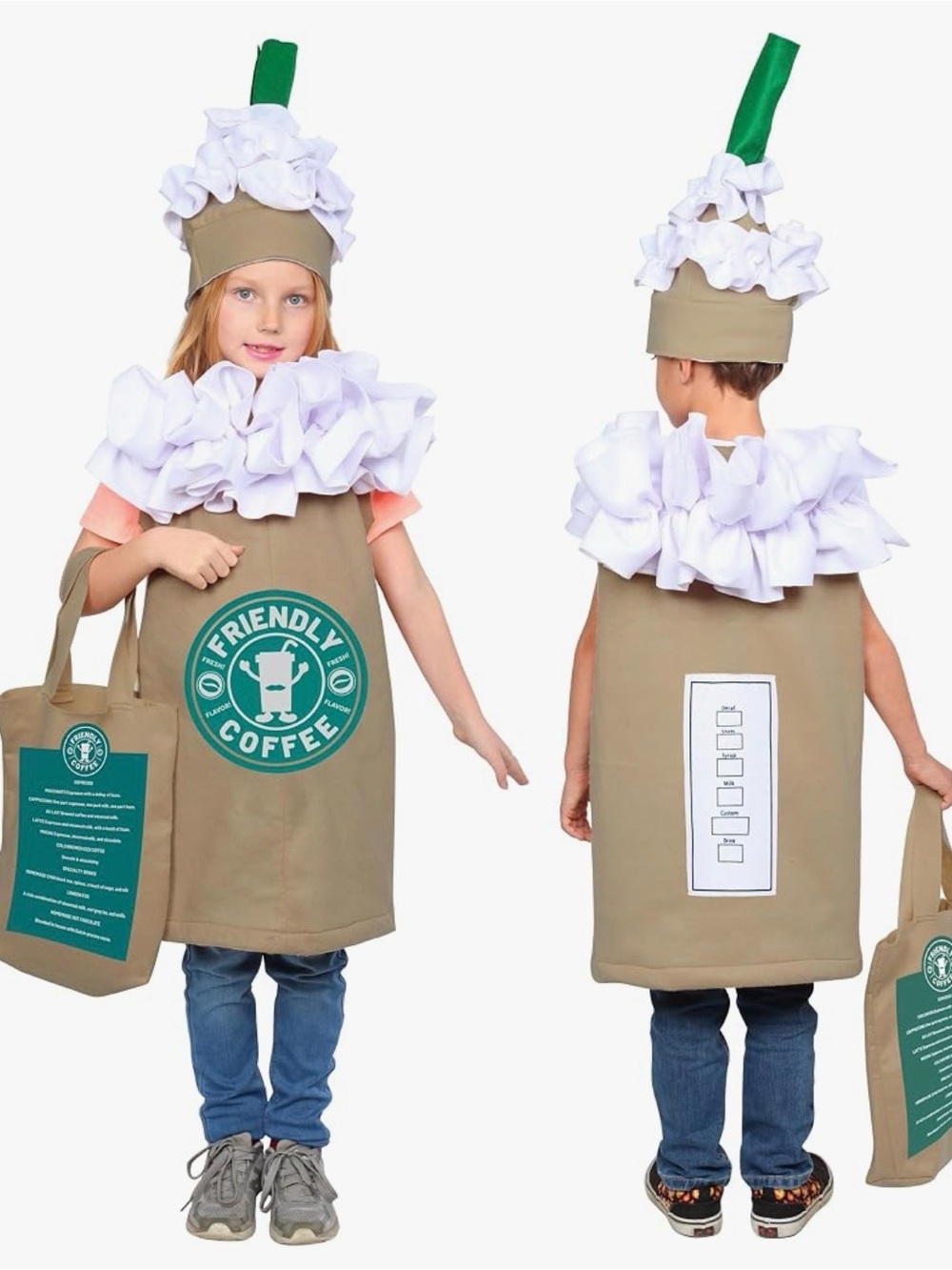 Coffee Costume for Kids - Cappuccino/Frappuccino/Latte Dress-Up 2T